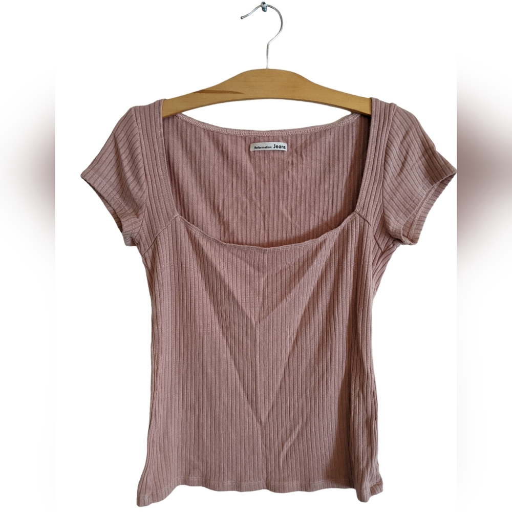 Reformation Bardot Top in Blush, Medium